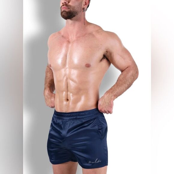 JJMALIBU SHIMMERFLEX ACTIVE SHORTS - NAVY small NWT in packaging - Picture 4 of 11